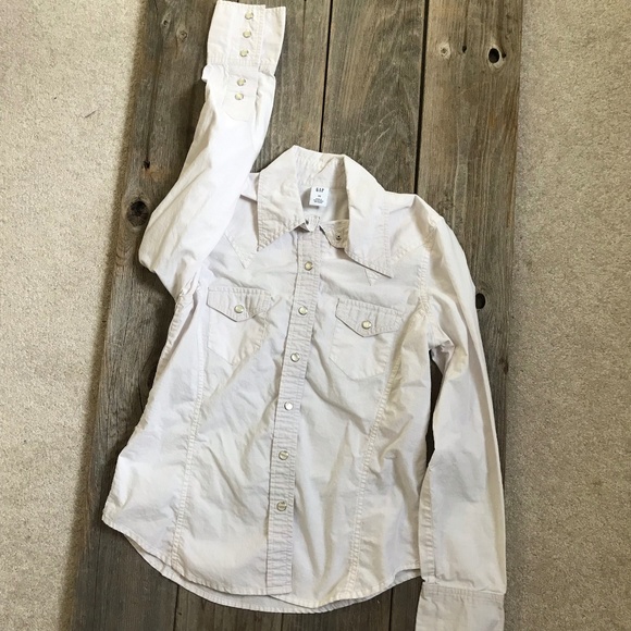 GAP Tops - Gap Western Style White Cotton Dress Shirt